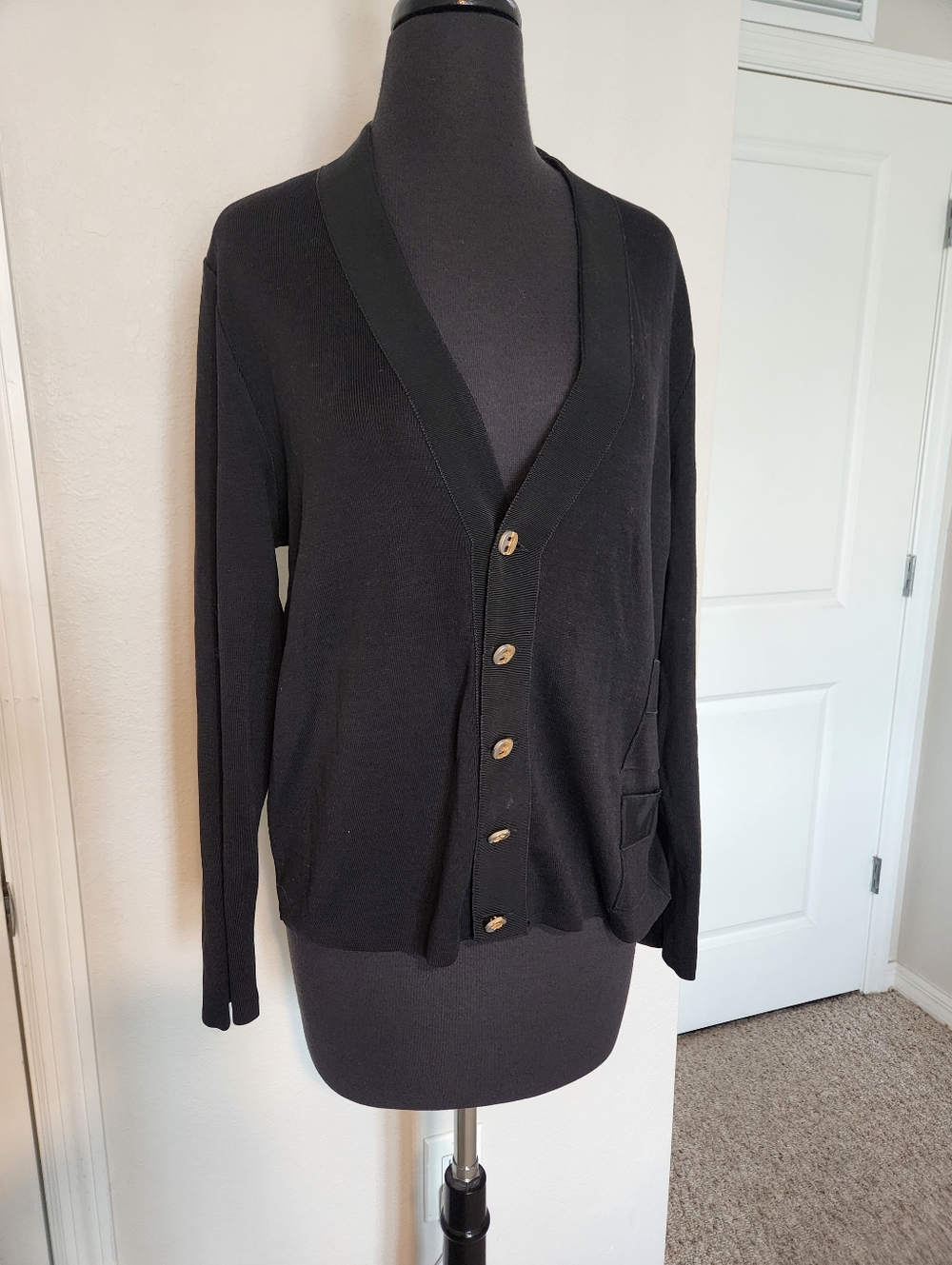 Salvatore Ferragamo Black Button-Front Cardigan Jacket